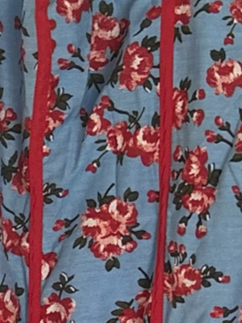 Anthropologie Dusty Blue  and Red Floral Smocked Midi Dress NWOT - Picture 6 of 8